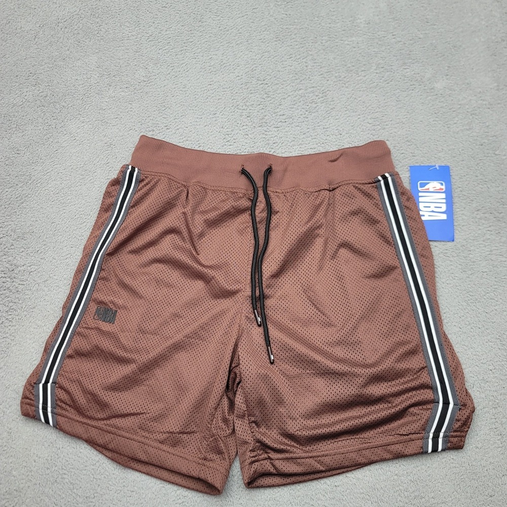 Official NBA Basketball Trainer Shorts Mens M Brown/Orange Above Knee Mesh Moc